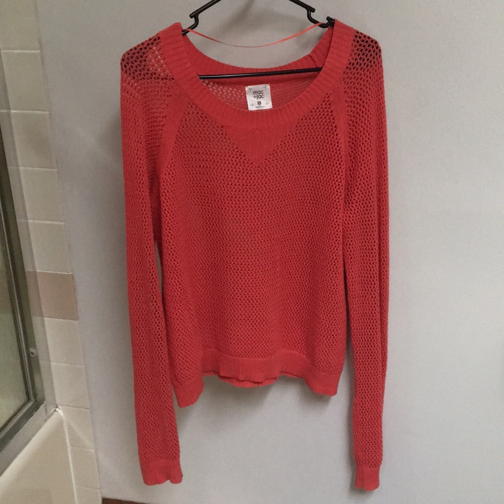 NWOT! Red Knitted Fish-Net Design Sweater